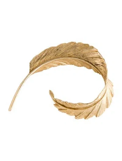 Pre-owned Brooch 14k Curved Feather  In Multi