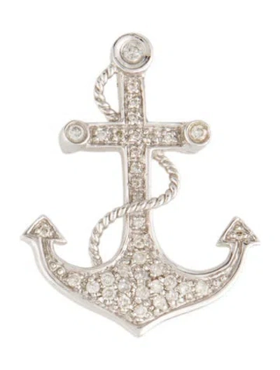 Pre-owned Brooch 14k Diamond Anchor Convertible Pendant  In Multi