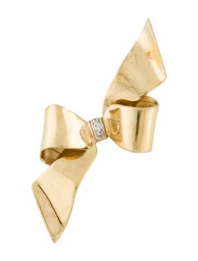 Pre-owned Brooch 14k Diamond Bow  In Multi