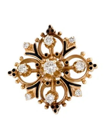 Pre-owned Brooch 14k Diamond  Pendant In Black