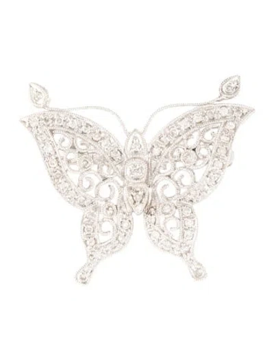 Pre-owned Brooch 14k Diamond Butterfly  In Multi