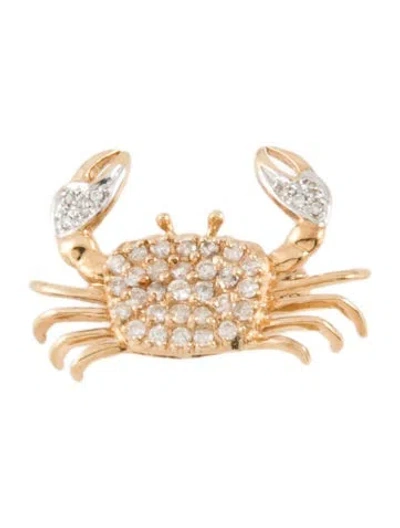 Pre-owned Brooch 14k Diamond Crab Pin  In Multi