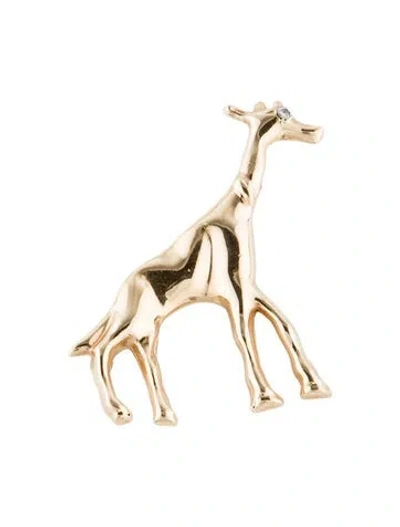 Pre-owned Brooch 14k Diamond Giraffe Pin  In Multi