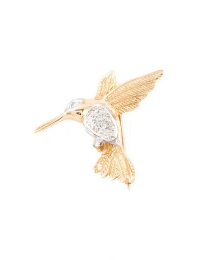 Pre-owned Brooch 14k Diamond Hummingbird  In Multi
