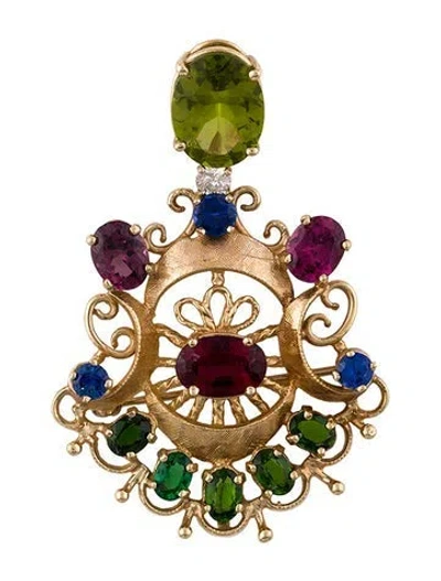 Pre-owned Brooch 14k Diamond Multistone Pendant