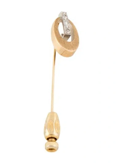 Pre-owned Brooch 14k Diamond Oval Pin  In Multi
