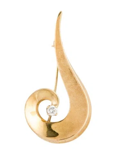 Pre-owned Brooch 14k Diamond Swirl Pin In Multi