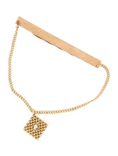 Pre-owned Brooch 14k Diamond Tie Clip With Chain In Multi