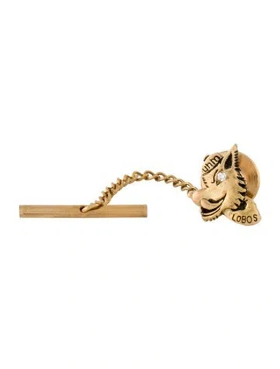 Pre-owned Brooch 14k Diamond Wolf Pin  In Multi