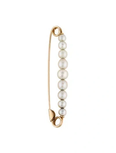 Pre-owned Brooch 14k Dyed Pearl Pin  In White