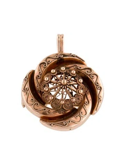 Pre-owned Brooch 14k Etruscan Revival Lover's Knot Pendant  In Multi