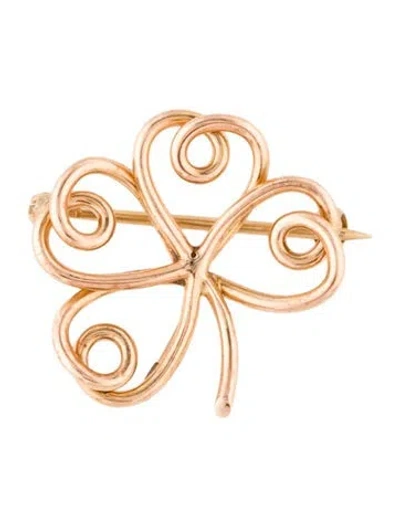 Pre-owned Brooch 14k Four Leaf Clover  Pendant In Multi