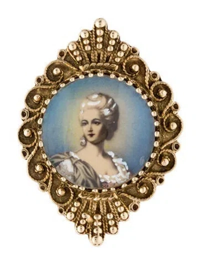 Pre-owned Brooch 14k Glass Portrait Pin