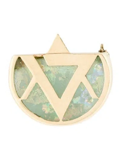 Pre-owned Brooch 14k Glass Star  In Multi