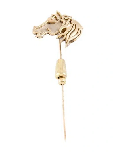 Pre-owned Brooch 14k Horse Motif Pin  In Multi
