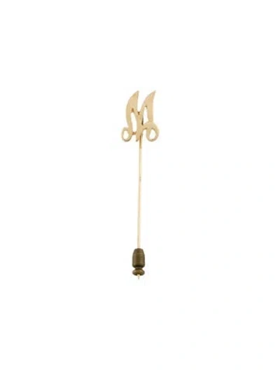 Pre-owned Brooch 14k Initial 'm' Stick Pin In Multi