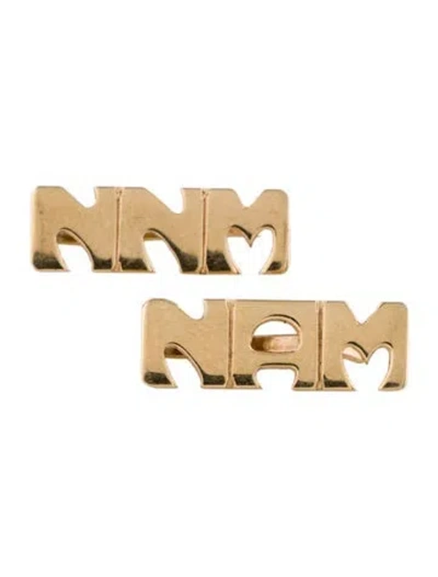 Pre-owned Brooch 14k Initial 'nam' & 'nnm' Lapel Clip In Multi