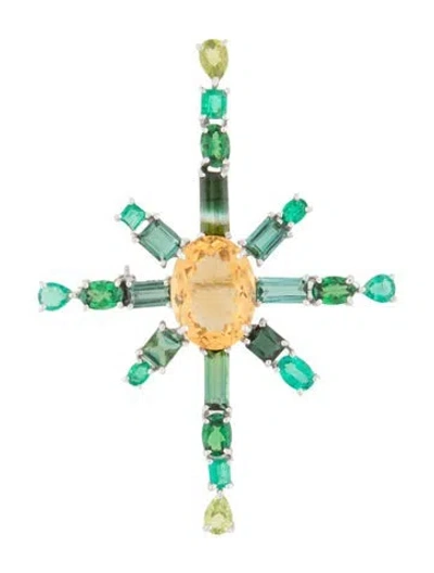 Pre-owned Brooch 14k Multistone Geometric Starburst