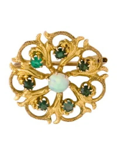 Pre-owned Brooch 14k Opal & Garnet Doublet  In Multi