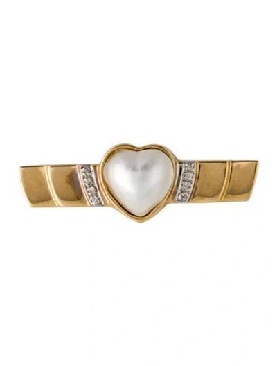 Pre-owned Brooch 14k Pearl & Diamond  In Multi