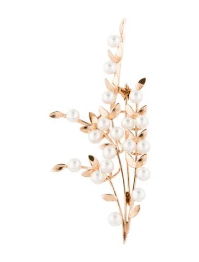 Pre-owned Brooch 14k Pearl Branch Pin  In Multi