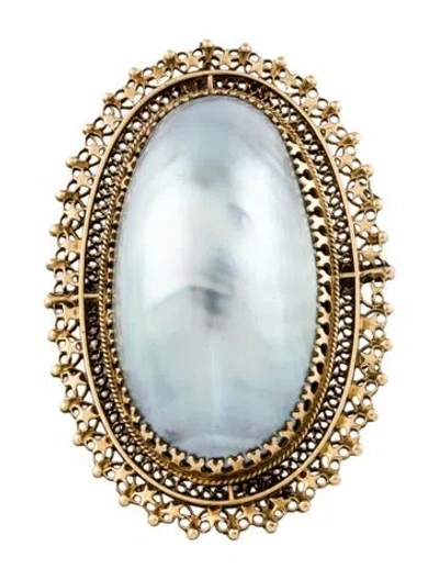 Pre-owned Brooch 14k Pearl  In Multi