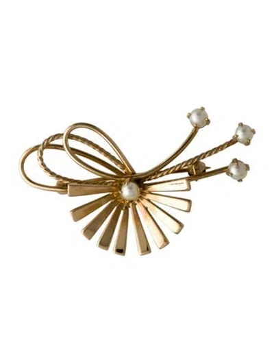 Pre-owned Brooch 14k Pearl  In Multi
