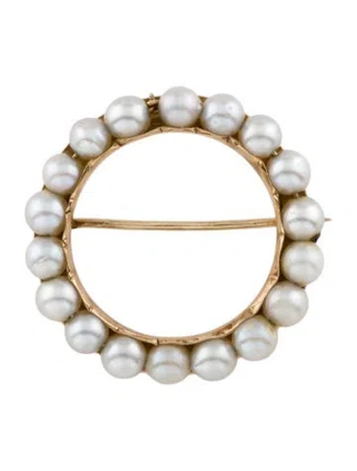Pre-owned Brooch 14k Pearl Circe  Pin In Multi
