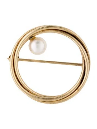 Pre-owned Brooch 14k Pearl Circle Pendant In Multi