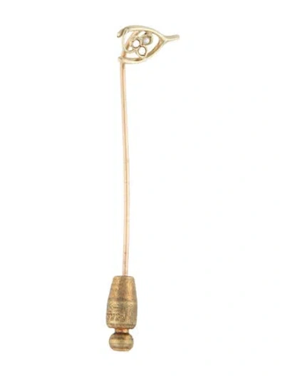 Pre-owned Brooch 14k Pearl Lucky Horseshoe Stick Pin  In Multi