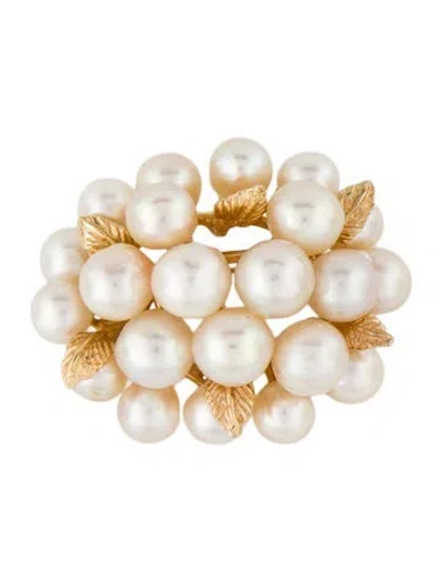 Pre-owned Brooch 14k Pearl Pin  In Multi