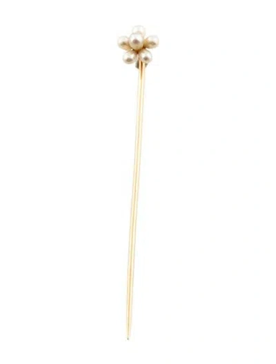 Pre-owned Brooch 14k Pearl Stick Pin  In Multi