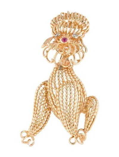 Pre-owned Brooch 14k Ruby & Diamond Dog  In Multi