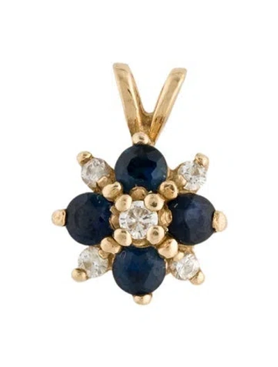 Pre-owned Brooch 14k Sapphire & Diamond Pendant In Multi