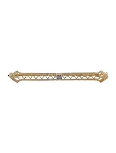 Pre-owned Brooch 14k Sapphire Bar  In Multi