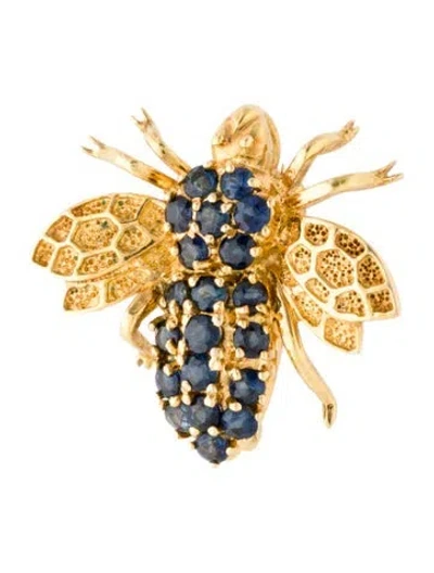 Pre-owned Brooch 14k Sapphire Bee  In Multi