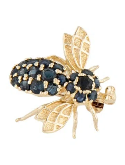 Pre-owned Brooch 14k Sapphire Bee  Pin In Multi