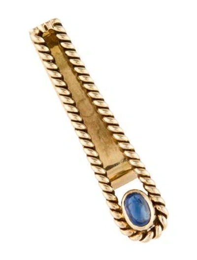 Pre-owned Brooch 14k Sapphire Twisted Wire Tie Bar In Multi