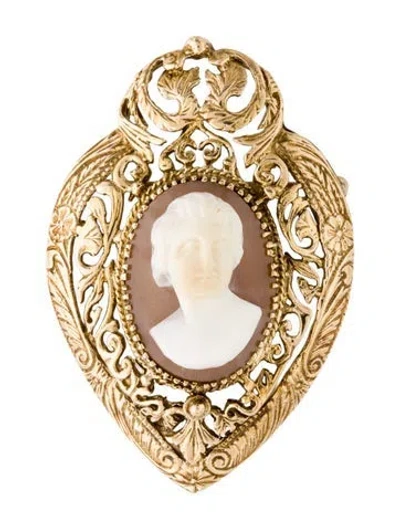 Pre-owned Brooch 14k Shell Cameo  In Multi
