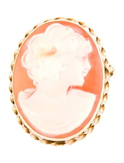 Pre-owned Brooch 14k Shell Cameo  Pendant In Multi