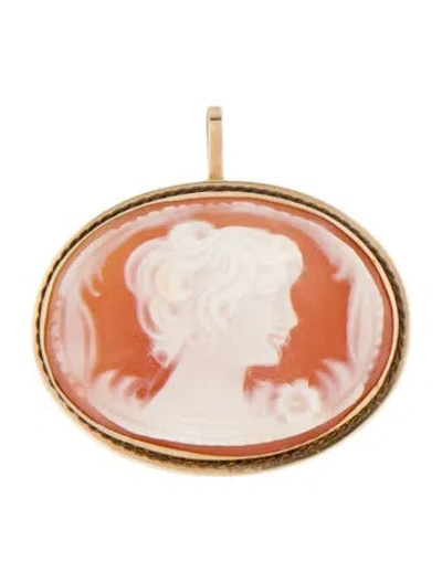 Pre-owned Brooch 14k Shell Cameo  Pendant In Multi