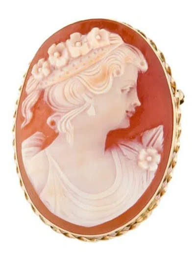 Pre-owned Brooch 14k Shell Cameo Convertible Pendant  In Multi