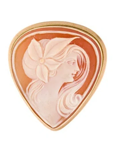 Pre-owned Brooch 14k Shell Cameo Pendant  In Multi