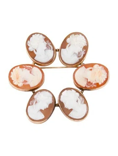 Pre-owned Brooch 14k Shell Pin  In Multi