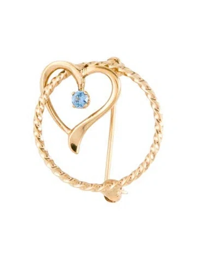 Pre-owned Brooch 14k Synthetic Spinel Heart  In Multi