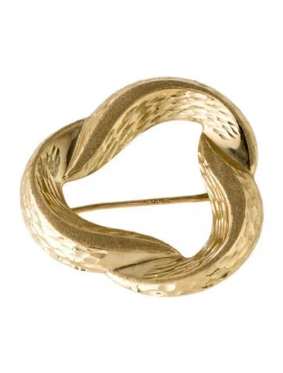Pre-owned Brooch 14k Textured Twisted Circle  In Multi