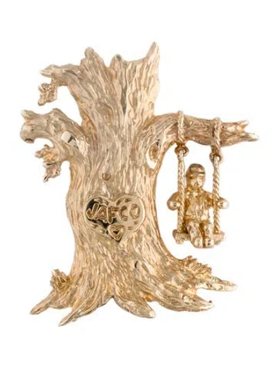 Pre-owned Brooch 14k Tree & Swing Pendant  In Multi