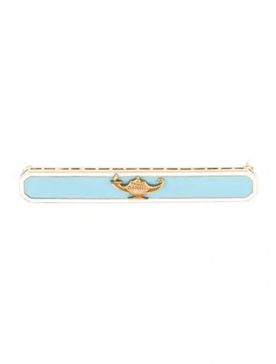 Pre-owned Brooch 14k Vintage Enamel Bar  In Multi