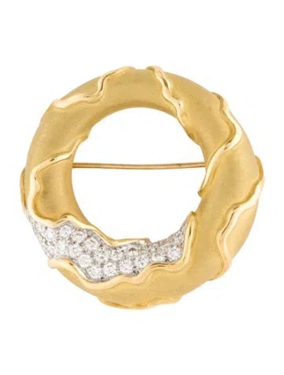 Pre-owned Brooch 18k 1.01ctw Diamond Donut  Pin In Multi