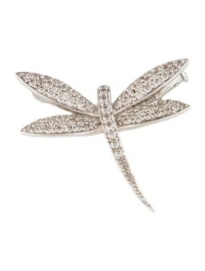 Pre-owned Brooch 18k 1.0ctw Diamond Dragonfly Pin  In Multi